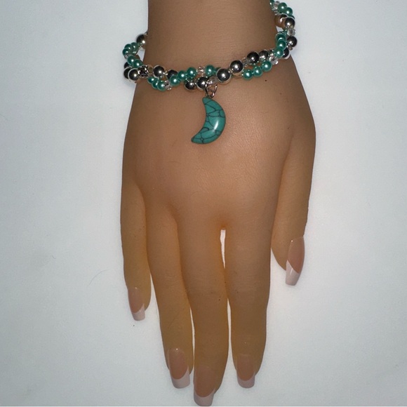 Turquoise Moon Twisted Beaded Bracelet - Picture 1 of 5